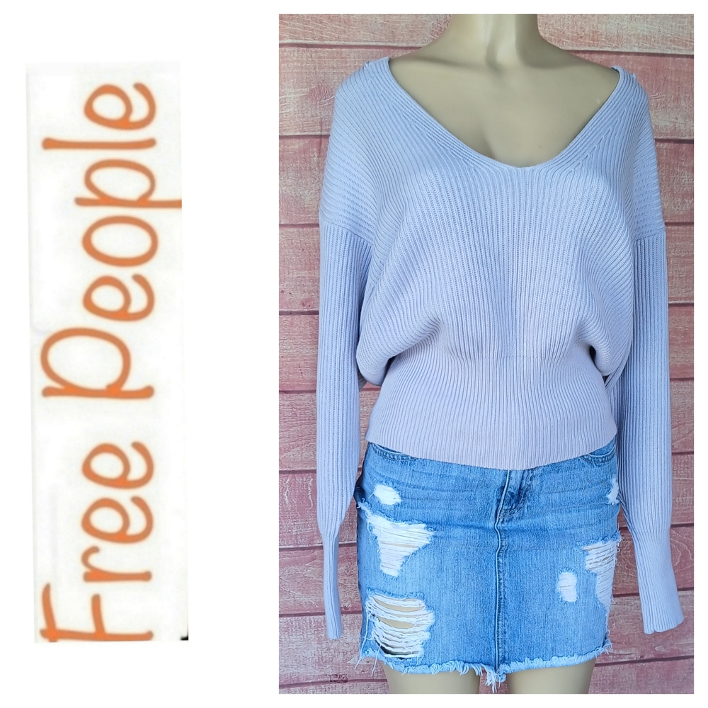 Free People Purple V-Neck Sweater